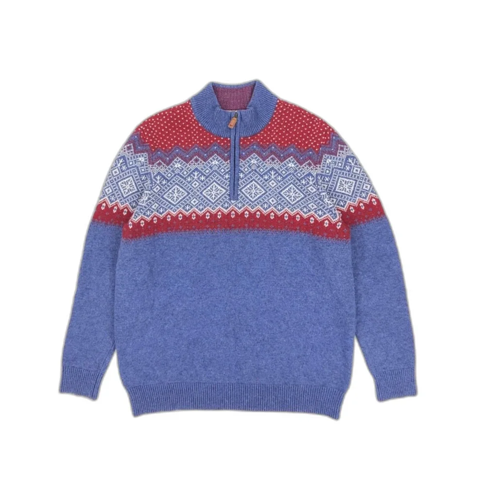VINEYARD VINES Merino Wool Alpaca Fair Isle 1/4 Zip Sweater Preppy Old Money